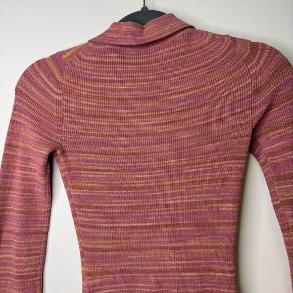 Aritzia Wilfred XS Stripe Ribbed Stretchy Knit Button Down 90s Midi Dress - Picture 8 of 14